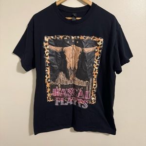 Rascal Flatts Country Music Concert Printed Black 100% Cotton T-shirt Size Large